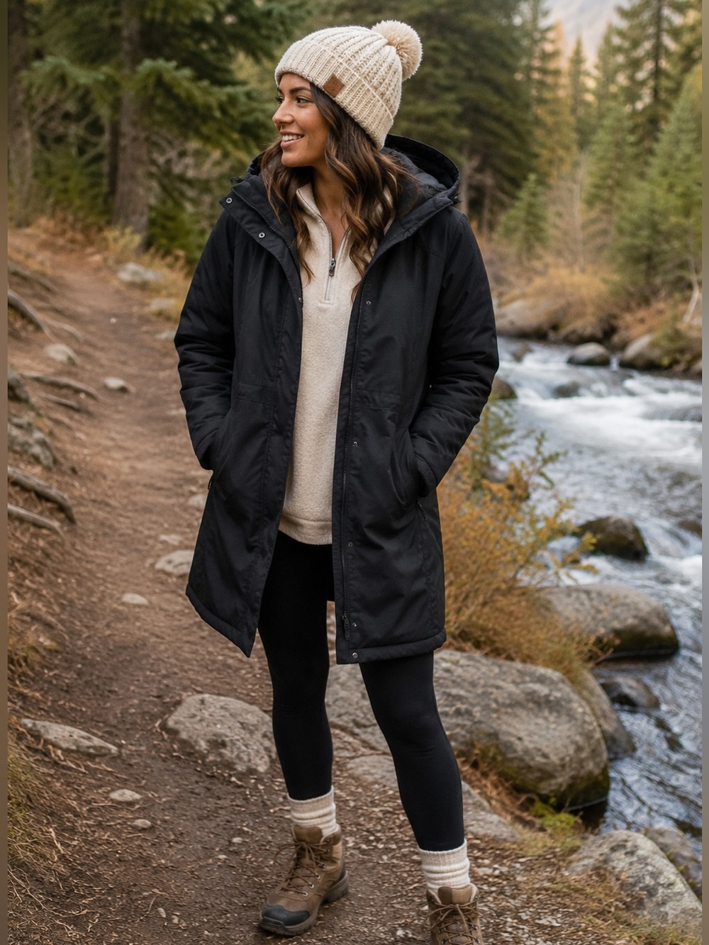 L.L. BEAN Women's Black Hooded Ski & Snow Winter Jacket LP